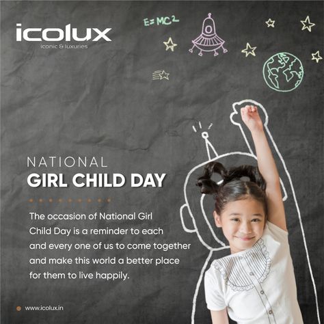 The occasion of National Girl Child Day is a reminder to each and every one of us to come together and make this world a better place for them to live happily. . National Girl Child Day 2023 . #girlchild #womenempowerment #girlchildeducation #education #girl #india #girlpower #women #girls #children #girleducation #girlchildempowerment #donate #support #savegirlchild #womensupportingwomen #child #inspiration #kids #girlchildday #thegirlchild #internationaldayofthegirlchild #icoluxporcelano Girl Child Day Poster, National Girl Child Day, Girl Child Day, Girl India, Children's Day Poster, Poster 2023, Chalk Talk, E Mc2, Child Day