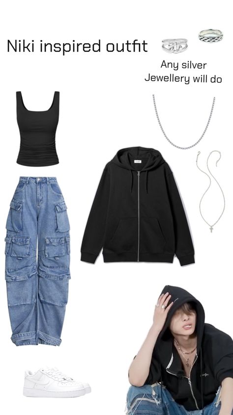 #niki #enhyphen #nikienha #fashion Niki Enyphen Outfit, Kpop Fan Outfit Ideas, Niki Outfits Enha, Niki Inspired Fits, Outfits Inspired By Kpop Idols, Enhypen Niki Fashion, Enhypen Niki X Yn, Niki Enhypen Outfit Casual, Niki Enhypen Outfit Inspired