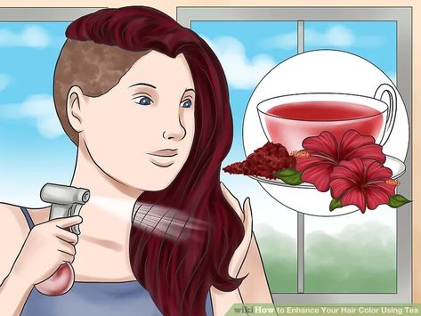 3 Ways to Enhance Your Hair Color Using Tea - wikiHow Professional Hair Dye, How To Darken Hair, Black Hair Dye, Hair Tint, Covering Gray Hair, Hair Dyes, Herbal Hair, Color Your Hair, Hair Crush