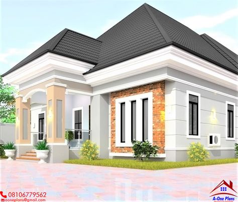 Modern Four-bedroom Bungalows In Nigeria - A-one Building Plan image and visual related images 4 Bedroom Bungalow, Four Bedroom House Plans, Modern Bungalow House Plans, Three Bedroom Apartment, Penthouse Design, Bungalow Flooring, Bungalow Floor Plans, Plan Image, Bungalow Style House Plans