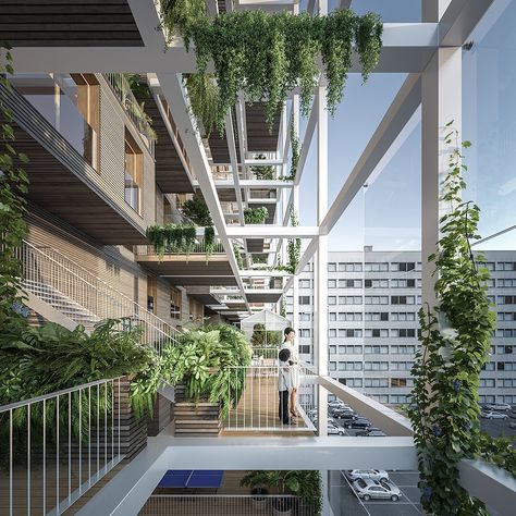 MVRDV on Instagram: “#MVRDVupdate We are busy making this happen! Our project La Serre is a mixed-use development aiming to challenge conventional dwelling…” Grid Architecture, Green Tower, Return To Nature, Green Facade, Architecture Magazine, Garden State, Architecture Magazines, Green Architecture, Social Housing