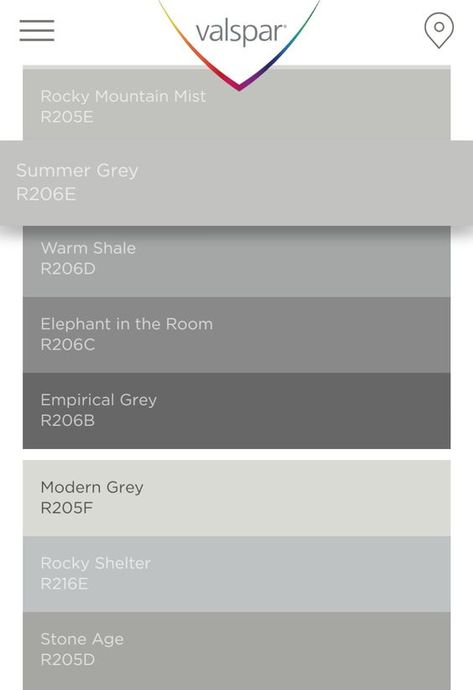 Valspar Paint - Summer Grey (Walls) Kitchen Paint Colors Valspar, Valspar Paint Colors Gray Kitchen, Valspar Farmhouse Colors, Valspar Gray Paint, Bathroom Upcycle, Valspar Paint Colors Gray, Valspar Gray, Farmhouse Bedroom Paint Colors, Valspar Blue