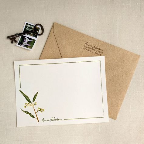 Eucalyptus Personalized Notecard Set. Watercolor Stationery. Eco Friendly Gifts. Set of 10. Printing On Envelopes, Personal Stationery Design, Paper Wall Hanging, Gifts Set, Stationery Printing, Hanging Flower Wall, Wall Hanging Diy, Notecard Set, Personalized Note Cards