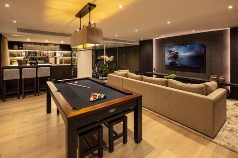 Home Theater Room Design, Theater Room Design, Home Bar Rooms, Home Cinema Room, Game Room Basement, Basement Living Rooms, Basement Living, Game Room Ideas, Basement House