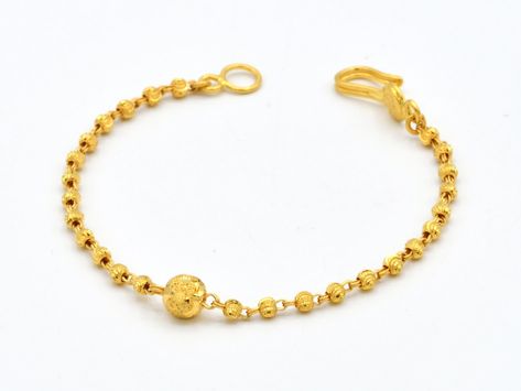 22ct Gold 1PC Baby Ball Bracelet - Roop Darshan Gold Ball Bracelet Jewelry, Baby Bracelet Gold Indian, 22ct Gold Jewellery, Baby Bracelet Gold, Baby Jewelry Gold, Kids Gold Jewelry, Gold Earrings For Kids, Ethnic Clothes, Gold Jhumka