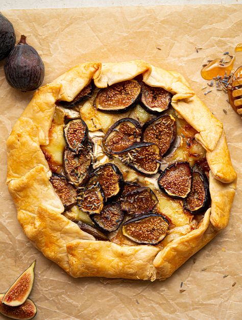 Fig and Brie Galette with Lavender Honey Fig And Brie, Stuffed Pretzels, Fruit Galette, Stuffed Jalapeno, Pie Crust From Scratch, Lemon Pepper Chicken Wings, Store Bought Pie Crust, Homemade Pie Crust Recipe, Seasoned Veggies