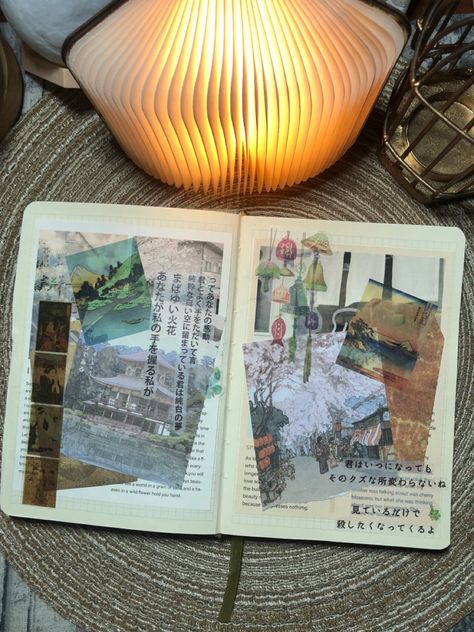 Japanese Scrapbook Ideas, Japanese Junk Journal, Japan Scrapbook, Japanese Scrapbook, Japanese Journal, Japan Journal, Notebooks Ideas, Japanese Stationary, Photo Minimal