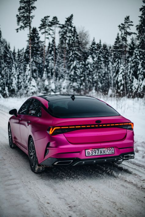 Pink Kia K5, Kia Optima K5, Russia Winter, Civic Car, Kia K5, Dream Cars Mercedes, Kia Stinger, Vinyl Wrap Car, Kia Motors