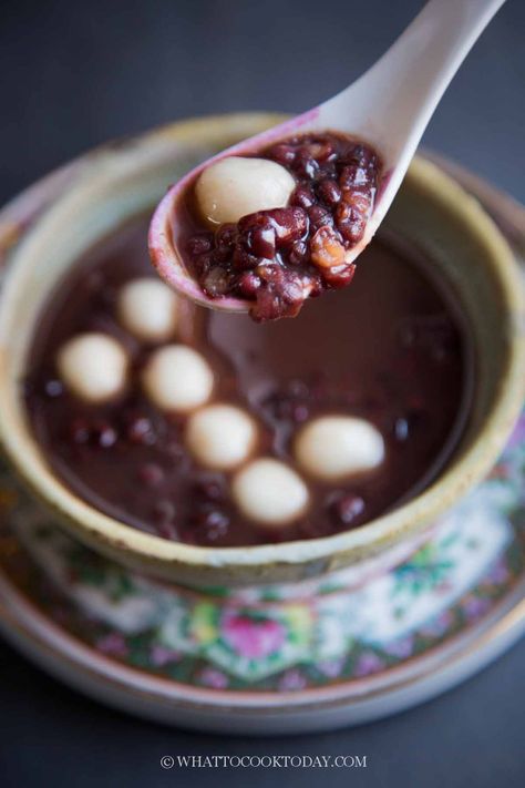 Red Bean Dessert, Mochi Balls, Pressure Cooker Desserts, Japan Dessert, Red Bean Soup, Tang Yuan, Sweet Soup, Sweet Red Bean, Chinese Dessert