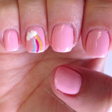 Rainbow nail art design Nail Art For Girls Kids, Mommy Daughter Nail Ideas, Kids Nail Designs Simple Cute, Kids Nails Cute Simple Gel, Nails For Little Kids Polish, Little Kid Nail Designs Easy, Nail Ideas For Little Kids, Kids Spring Nails, Kids Rainbow Nails