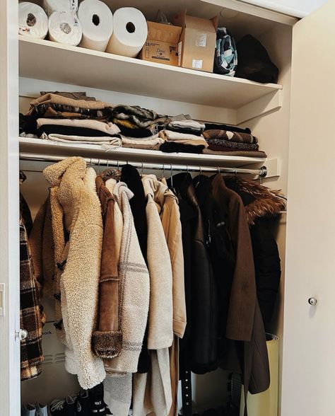 NYC coat closet before & after 🤍 Winter Coat Closet Organization, Front Entry Closet Organization, Entry Closet Organization, Jacket Closet, Coat Closet Organization, Entry Closet, Coat Closet, Winter Closet, July 3