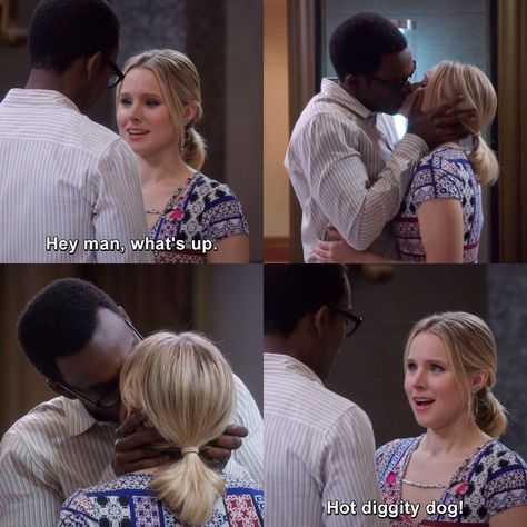 The Good Place Quotes Funny, The Good Place Funny, Chidi And Eleanor, Funny Netflix Movies, The Good Place Quotes, Good Place Quotes, Jeremy Bearimy, Eleanor Shellstrop, Hot Diggity Dog