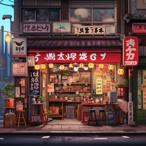 Japanese Shop Front Design, Japan Ramen Shop, Japanese Store Fronts, City Sketches, Animated Anatomy, Asia City, Avocado Health Benefits, Japanese Shop, Japanese Style House