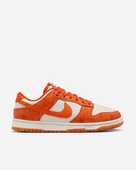 Nike Dunk Low 'Cracked Orange' LIGHT BONE/SAFETY ORANGE | FN7773-001 Iconic Sneakers, Dunk Lows, Sneaker Culture, Orange Sneakers, Jordan 8, Veja Sneakers, Exclusive Sneakers, Jordan 7, Adidas Spezial