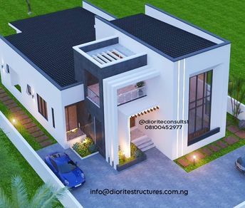 4 Bedroom House Designs, Flat Roof House, Door Design Photos, Concept Models Architecture, Duplex Design, Plans Architecture, 4 Bedroom House Plans, Building House Plans Designs, Building Plans House