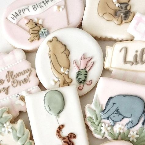 Classic Pooh Bear Birthday Party, One Hundred Acre Wood First Birthday, Winnie The Pooh First Birthday Cookies, 100 Acre Woods Birthday Party, 100 Acre Wood Baby Shower Ideas, Hundred Acre Woods Birthday Party, 100 Acre Woods Party First Birthdays, Classic Pooh First Birthday, One Hundred Acre Wood Birthday