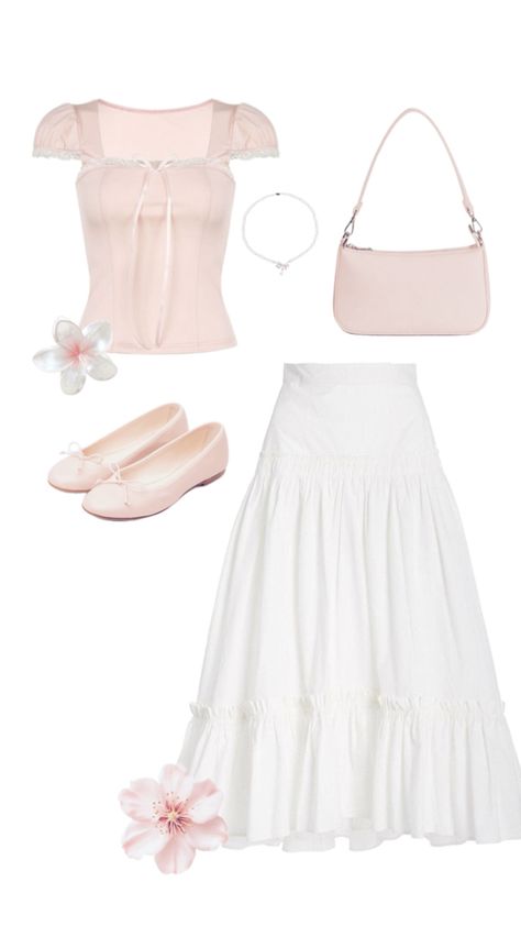 Shoujo girl outfit Cutesy Outfit, Modest Girly Outfits, Shoujo Girl, Outfit Modest, Long Skirt Outfits, Outfit Cute, Quick Outfits, Easy Trendy Outfits, Going Out Outfits