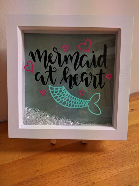 Mermaid shadow box Mermaid Shadow Box, Mermaid Shadow, Cricut Personalized, Cricut Shadow Box, Mermaid Bath, Mermaid Ideas, Shared Girls Bedroom, Flower Shadow, Diy Shadow Box