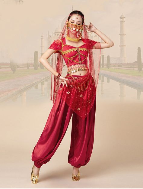 Arabian Princess Pants, Skirts, Tops Embroidered Bollywood Sets – Woodland Gatherer Arabic Clothing Women Dance Costumes, Turkish Belly Dance Costume, Arabic Dancer Costume, Aladdin Outfit Ideas, Arabian Nights Outfit Women, Arabian Dancer Outfit, Bollywood Costume Ideas, Arabian Dance Costume, Arabian Belly Dancer Outfits