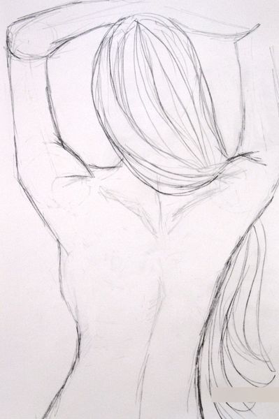 Woman's Back Drawing, Women From Behind Drawing, Woman’s Back Drawing, Female Back Sketch, Womens Back Drawing, Back Sketch Women, Girl Back Drawing, Back Drawing Reference Female, Back Profile Drawing