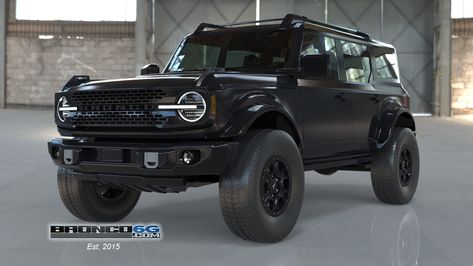 Blacked Out 2021 Bronco With Satin / Matte Wrap Rendered Look Matte Black Bronco, Blacked Out Bronco, Vision List, Black Bronco, Camaro Ss 1969, Ford Bronco Concept, Bronco Black, Bronco Concept, 2021 Bronco