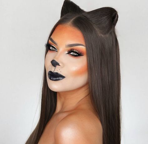 Fox Makeup Looks Halloween, Easy Fox Makeup Halloween, Kid Fox Makeup, Fox Face Makeup, Fox Makeup Look, Orange Halloween Makeup, Fox Costume Makeup, Fox Halloween Makeup, Fox Makeup Halloween