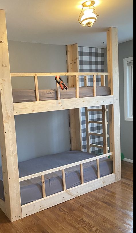 Bunk Bed Designs Small Bedrooms Simple, Built Bunk Beds Diy, Bunk Bed Diy Small Room, Handmade Bunk Beds, Dyi Bunk Bed, Low Bunk Beds Diy, Custom Bunk Beds Built Ins For Kids, Diy Full Over Full Bunk Beds Plans, Diy Twin Bunk Beds