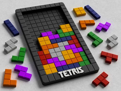 Tetris puzzle by Vejstrk Tetris Decorations, Tetris Painting, 3d Tetris, Tetris Puzzle, Tetris Design, Tetris Blocks, Tetris Game, 3d Printer Designs, Lego Activities