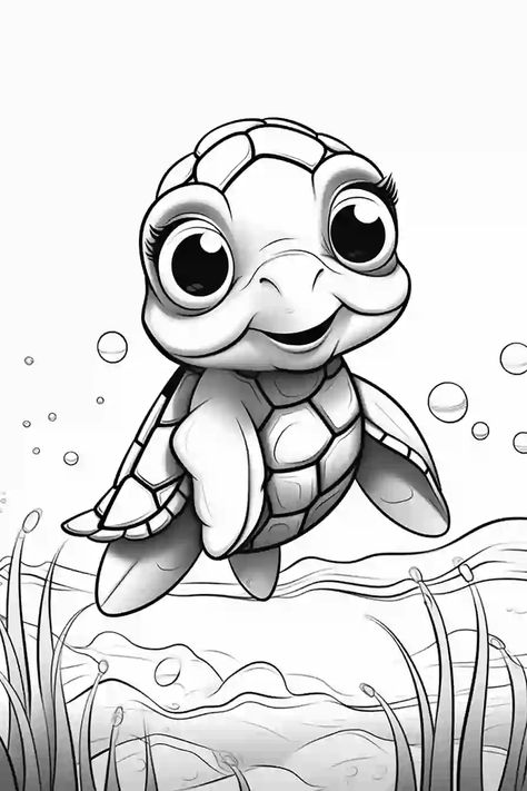 Baby Sea Turtle Coloring Page | For Kids | Storiespub Colouring Pages For Adults Flowers, Cute Turtle Coloring Pages, Turtle Coloring, Turtle Coloring Pages, Turtle Drawing, Baby Sea Turtle, Cute Turtle, Cute Turtles, Dessin Adorable