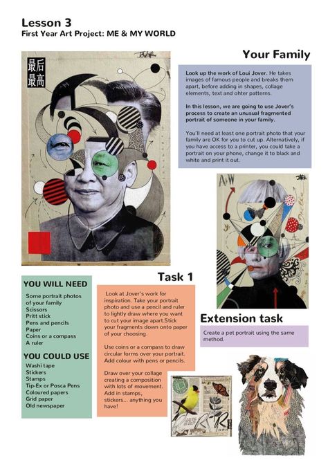 Art Lessons For Fifth Grade, Artists For Identity, Collage Projects High School, Ks3 Art Ideas, Color Theory Lessons High School, High School Advanced Art, High School Self Portrait Project, High School Graphic Design Projects, Year 9 Art Projects