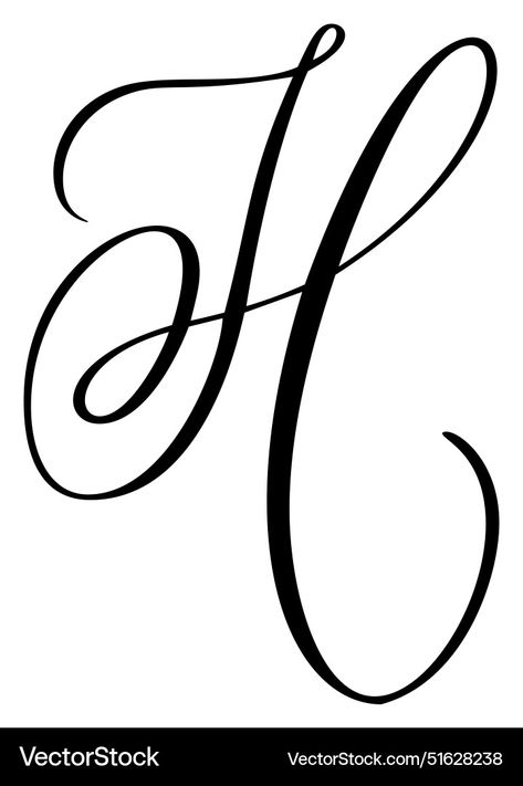 S Calligraphy Letter Capital, H Calligraphy Letter, Flourished Letters, Fancy Writing Alphabet, H Calligraphy, Lettering Flourishes, Cursive H, Josh Art, H Font