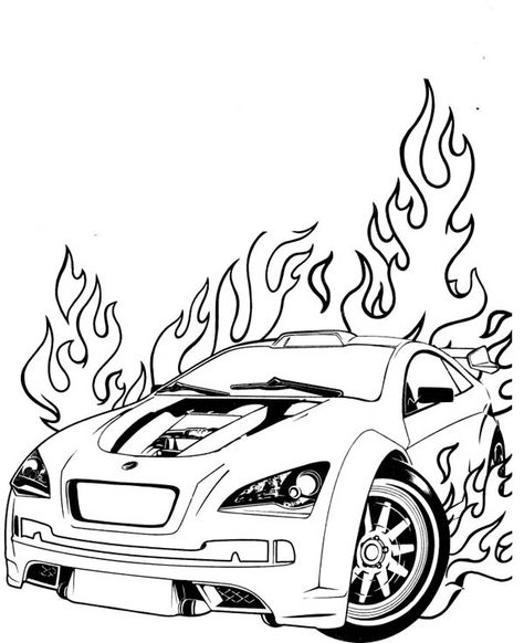 car on fire Race Car Coloring Pages, Car Coloring Pages, Cars Coloring Pages, Coloring Page Ideas, Easy Coloring Pages, Page Ideas, Car Colors, Coloring Pages To Print, Car Drawings