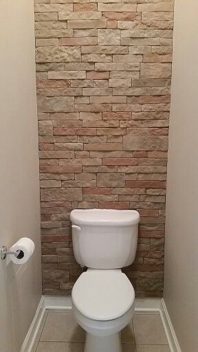 Toilet room accent wall Toilet Room Accent Wall, Accent Wall Toilet, Behind Toilet Accent Wall, Behind Toilet, Small Toilet Design, Toilet Tiles, Toilet Room Decor, Small Toilet Room, Stone Wall Design