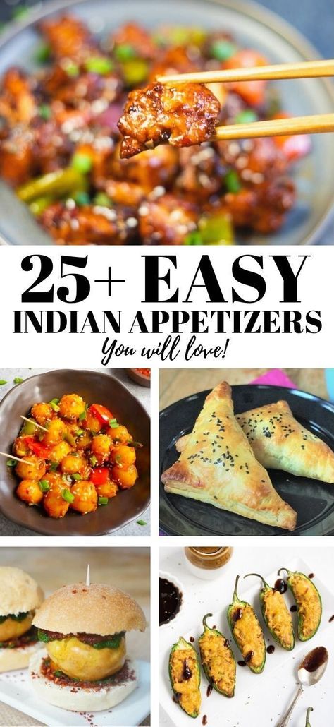 Looking for easy Indian Appetizers? Check out these 25+ delectable appetizers. Here you will find a variety of vegetarian and chicken/meat Indian starters for your next party! | easy Indian food recipes | indian snacks | indian veg starters | pipingpotcurry.com Indian Veg Starters, Recipes Indian Snacks, Easy Indian Food Recipes, Easy Indian Food, Indian Starters, Starters For Dinner, Easy Indian Appetizers, Veg Starters, Easy Indian Snacks