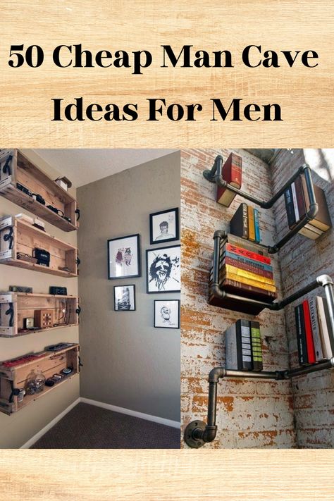 Every man needs a place they can call their sanctuary. Here are some of the best cheap man caves designs you can create. 😀 #mancave #cheapmancave #mancaveshelves Contemporary Man Cave, Interesting Room Ideas, Man Cave Black Walls, Gamer Man Cave Ideas, Man Cave Bookshelf, Small Bedroom Man Cave Ideas, Basement Decorating Ideas Man Cave, Man Cave Ideas Room Small Cheap, Mens Cave Ideas Room