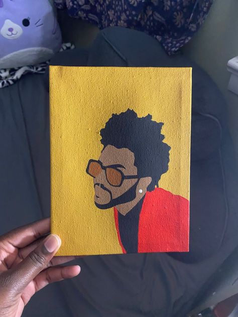 Weekend Drawing Art, The Weeknd Canvas Painting, Rapper Paintings, The Weeknd Painting, The Weekend Painting, Canvas Art Quotes, Color Drawing Art, Canvas Art Projects, Graffiti Artwork