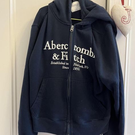 Abercrombie navy blue zip up hoodie size small... - Depop Navy Blue Zip Up Hoodie, Blue Zip Up Hoodie, Navy Hoodie, Zip Up Hoodie, Zip Ups, Navy Blue, Women Wear, Collage, Navy