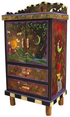 Decorated Furniture, Painted Armoire, Whimsical Painted Furniture, Sticks Furniture, Painted Cabinet, Whimsical Furniture, Art Boy, Painted Chairs, Funky Painted Furniture