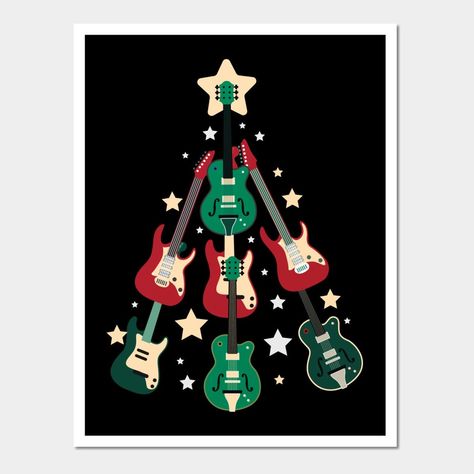 Guitar Pick Art, Christmas Concert Ideas, Christmas Guitar, Christmas Tree Poster, Christmas Bulletin Boards, Xmas Music, New Year Diy, Guitar Posters, Christmas Bulletin