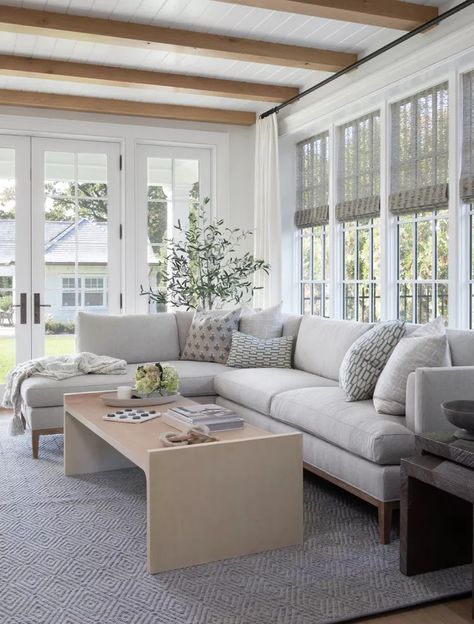 40 Sunroom Ideas To Make the Most of This Airy, Light-Flooded Bonus Space Furniture For 3 Season Room, Sunroom Ceiling Ideas, Tiny Sunroom, Small Sunroom Ideas, White Sunroom, Sunroom Dining Room, Sunroom Living Room, Large Sunroom, Farmhouse Sunroom