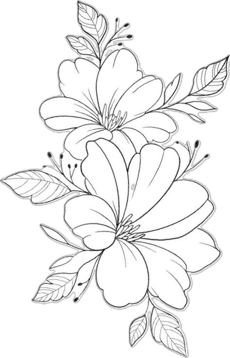 Vintage Floral Drawing, Flower Line Drawing Botanical Illustration, Floral Designs Drawing, Flowers Outline Drawing, Flower Drawing Outline, Floral Outline Drawing, Shutterstock Design, Flower Stencil Patterns, Flower Pattern Drawing