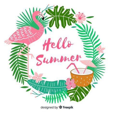 Hello summer Vector | Free Download Summer Logo, Hello Design, Hawaiian Party Decorations, Summer Banner, Fiesta Tropical, Summer Cartoon, Summer Icon, Summer Backgrounds, Hawaiian Party