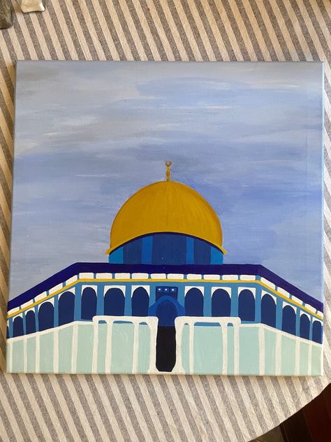 Dome of the Rock Painting Dome Of The Rock Painting, The Dome Of The Rock, Temple Mount, Dome Of The Rock, Travel Words, Islamic Art Calligraphy, Islamic Architecture, Art Website, Islamic Calligraphy