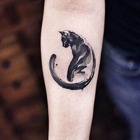 50 of the Most Adorable Cat Tattoos for Men A Cat Tattoo, Watercolor Cat Tattoo, Le Tattoo, Hipster Tattoo, Cute Cat Tattoo, La Tattoo, Black Cat Tattoos, Cat Tattoo Designs, Disney Tattoo