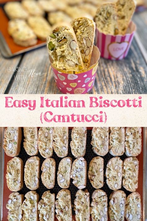 These Italian Almond & Pistachio Biscotti are twice baked with a hint of Sambucca. A simple recipe to enjoy with your Favorite Beverage! Cantuccini Recipe, Pistachio Biscotti Recipe, Italian Biscotti Recipe, Easy Biscotti Recipe, Italian Biscotti, Italian Biscuits, Pistachio Biscotti, Raw Pistachios, Pistachio Cookies