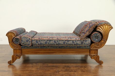 Couch And Chaise, Antique Couch, Carved Sofa, Regency Furniture, Classy Furniture, Wooden Sofa Set Designs, French Sofa, Victorian Bedroom, Chaise Lounge Sofa