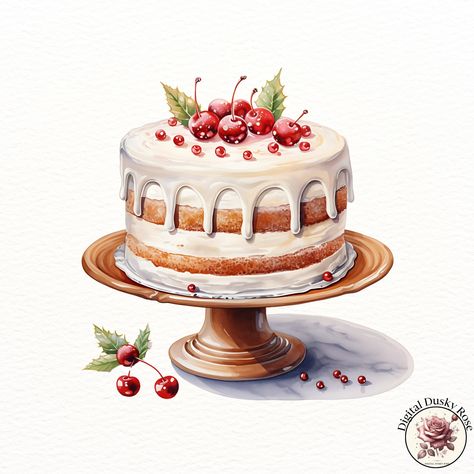 Vintage Christmas Cake Clipart: Homemade Baking for Festive Gathering, Delicious Sweet Food Theme https://digitalduskyrose.etsy.com/listing/1780414196 Celebrate the warmth of the holiday season with our Vintage Christmas Cake Clipart! Featuring a beautifully illustrated homemade Christmas cake, this high-resolution clipart is perfect for adding a nostalgic, festive touch to your Christmas cards, party invitations, scrapbooks, and holiday decor. The vintage-inspired design captures the essen... Vintage Birthday Cake Illustration, Christmas Cakes Images, Vintage Christmas Cake, Homemade Christmas Cake, Birthday Cake Illustration, Cake Wallpaper, Cake Clipart, Vintage Birthday Cakes, Cake Illustration