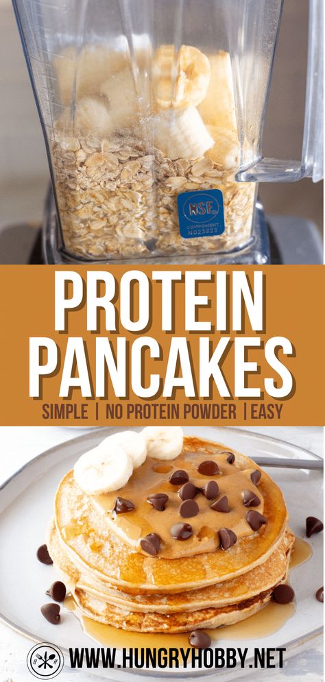 These easy protein pancakes pack 19 grams of protein per serving without using any protein powder, just five wholesome everyday ingredients! High Protein Breakfast Pancakes, Low Carb Kids Meals, Healthy Protein Pancakes Recipe, High Protein Breakfast Recipe, Homemade Protein Pancakes, Protein Pancakes Recipe Easy, High Protein Pancakes No Powder, High Protein Breakfast No Protein Powder, Meal Prep Protein Pancakes