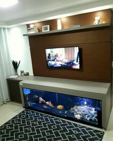 Tv Unit Design Modern Living, Tv Unit Design Modern Living Luxury, Fish Tank Wall, Modern Tv Unit, Wall Aquarium, Tv Unit Design Modern, Amazing Aquariums, Cabinet Decoration, Fish Tank Design