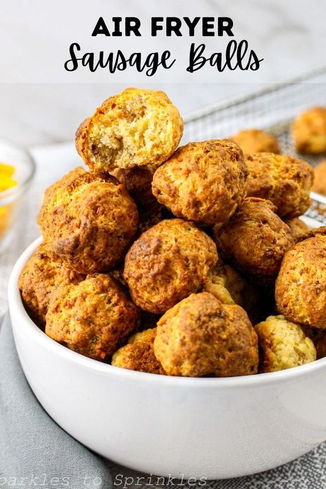 Frozen Sausage Balls In Air Fryer, Jimmy Dean Sausage Recipes Breakfast, Air Fryer Sausage Balls, Jimmy Dean Sausage Recipes, Air Fryer Sausage, Sausage Cheese Balls, Pancake Sausage, Air Fryer Recipes Appetizers, Jimmy Dean Sausage